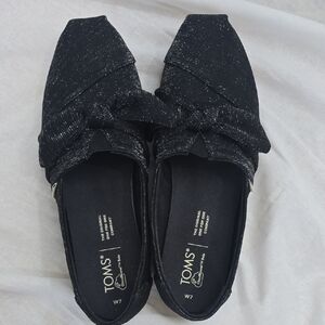 TOMS Women's Glitter Black Flats